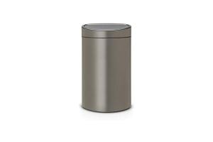 Twin Bin Touch-Open Recycling Bin, Platinum, 2 bacs intérieurs 10L et 23L - Brabantia