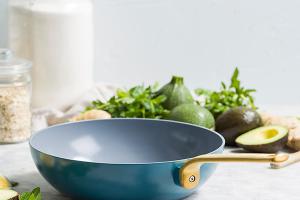 Wok aluminium antiadhésif bleu 28 cm Evolution Green pan
