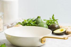 Wok aluminium antiadhésif crème 28 cm Evolution Green pan
