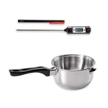 Lot Casserole bain-marie induction et Thermomètre digital de cuisine Mathon
