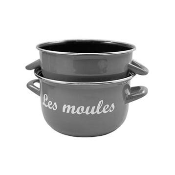 Marmite à moules acier émaillé gris 18 cm Baumalu