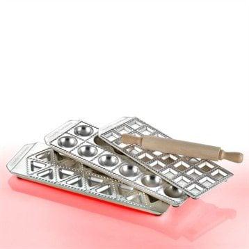 Coffret Raviolamp tris 3 plaques à raviolis et tortellis + rouleau Imperia
