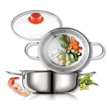 Cuiseur vapeur Eatitaly avec couvercle 26 cm 5 L Inoxriv