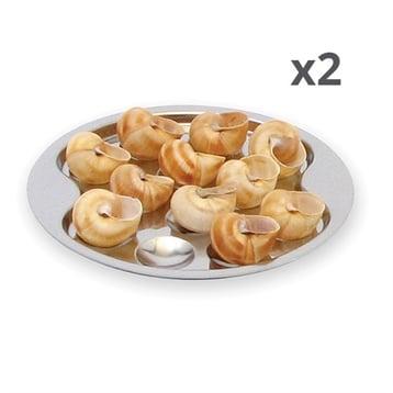 Lot de 2 assiettes 12 escargots Roger Orfèvre Lot de 2 assiettes 12 escargots Roger Orfèvre
