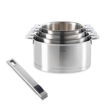 Lot de 4 casseroles Strate et manche inox Cristel Lot de 4 casseroles Strate et manche inox Cristel