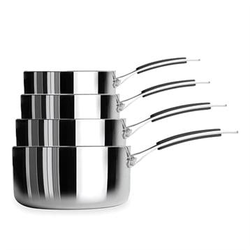 Lot 4 casseroles inox Trimetal 14, 16, 18, 20 cm