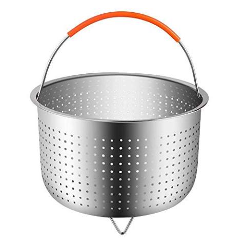 Panier à Vapeur,304 Acier Inoxydable Légumes Panier Vapeur, Cuiseur à Riz Vapeur Panier Autocuiseur Panier Vapeur avec Poignée Recouverte de Silicone pour la Cuisson des Légumes et des Aliments