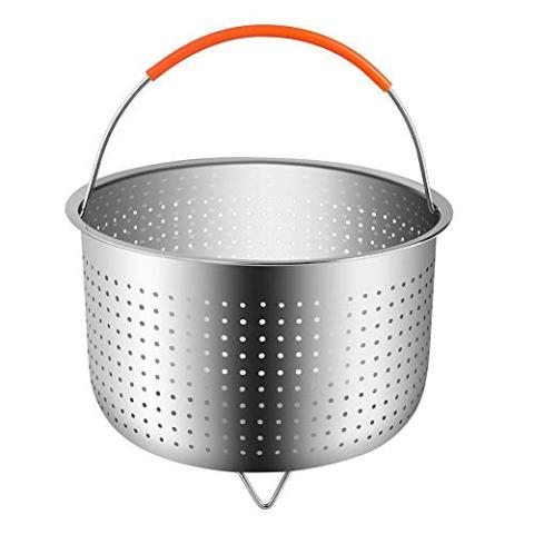 Rainnao Panier à Vapeur en Acier Inoxydable avec Poignée en Silicon, Légumes Cuit Vapeur Accessoires Cookeo pour Autocuiseur Compatible avec Plupart des Autocuiseurs pour Légumes et des Aliments