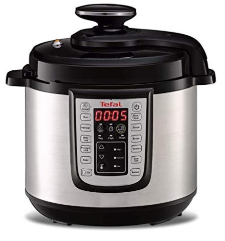 Tefal Fast&Delicious Multicuiseur Noir INOX 25 Programmes Cuisson sous Rapide Technologie de Pression Sécurisée 6L 6 Personnes CY505E10 [Écran de contrôle en Anglais]