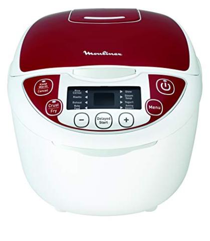 Moulinex Multicuiseur 12 Programmes, Cuiseur Riz, Cuiseur Vapeur, Capacité 5L, Puissance 750W, Cuve Antiadhésive Amovible, Technologie Fuzzy Logic MK705111 [Commandes en anglais]