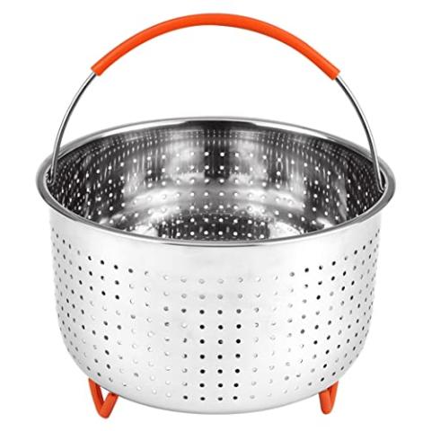Panier à Vapeur en Acier Inoxydable, Panier à Vapeur de Légumes, Autocuiseur Panier Vapeur, Panier à Vapeur Instantané, avec Poignée Recouverte Silicone, pour la Cuisson des Légumes et des Aliments