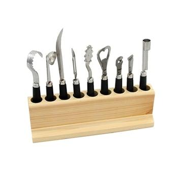 Bloc en pin 9 accessoires de cuisine Roger Orfèvre