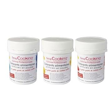 Set de 3 colorants alimentaires artificiels en poudre rouge bleu jaune Scrapcooking