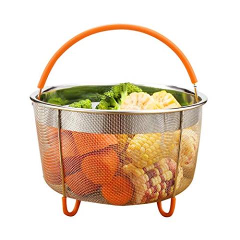 Panier À Vapeur en INOX avec Poignée en Silicon pour Cuisson Vapeur Multifonction Accessoires Cookeo pour Autocuiseur Compatible