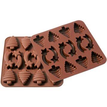 Moule 14 chocolats étoiles et sapins Moule 14 chocolats étoiles et sapins