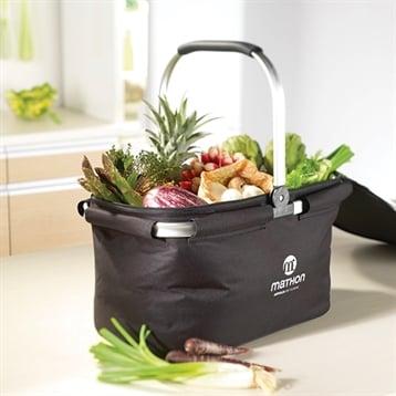 Panier isotherme noir et argent pliable avec anse rabattable Mathon Panier isotherme noir et argent pliable avec anse rabattable Mathon