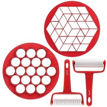 Lot kit 19 petits fours avec roulettes et plaque découpoirs losanges Lekue