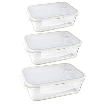 Set de 3 boîtes rectangulaires en verre borosilicate 350 - 650 - 1000 ml Mathon Set de 3 boîtes rectangulaires en verre borosilicate 350 - 650 - 1000 ml Mathon