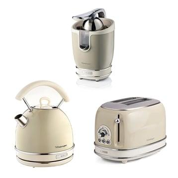 Kit petit-déjeuner vintage beige - Bouilloire électrique + Grille-Pain + Presse-agrume Ariete