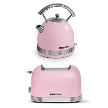 Set bouilloire 1,7L et grille-pain 2 fentes vintage rose Schneider Set bouilloire 1,7L et grille-pain 2 fentes vintage rose Schneider