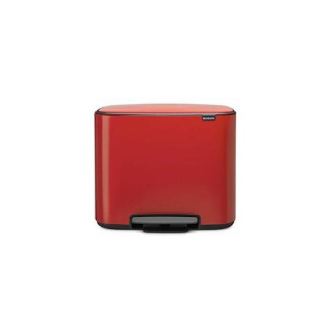 121166 - Poubelle Bo Pedal Bin, 11 + 23 litres, Rouge - Brabantia