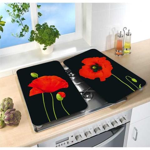 2 couvre-plaques protection motif coquelicots Wenko by Maximex 2 couvre-plaques protection motif coquelicots Wenko by Maximex
