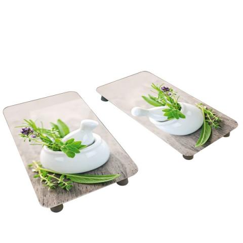 2 couvre-plaques protection motifs Jardin de fines herbes Wenko by Maximex