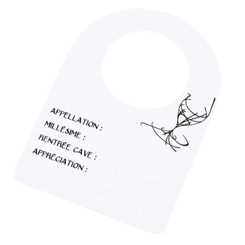 24 étiquettes à suspendre pour bouteille de vin réutilisables PVC blanc