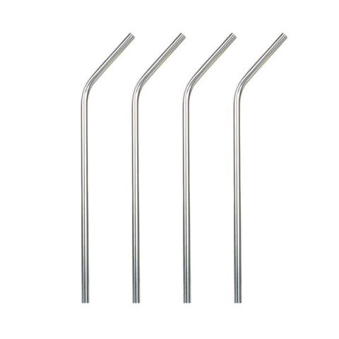 4 pailles en inox courbées avec goupillon