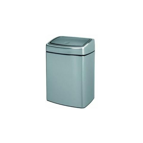 477225 Poubelle Touch Bin Rectangulaire avec seau en plastique 10 l - Acier mat anti-trace de doigt - Brabantia