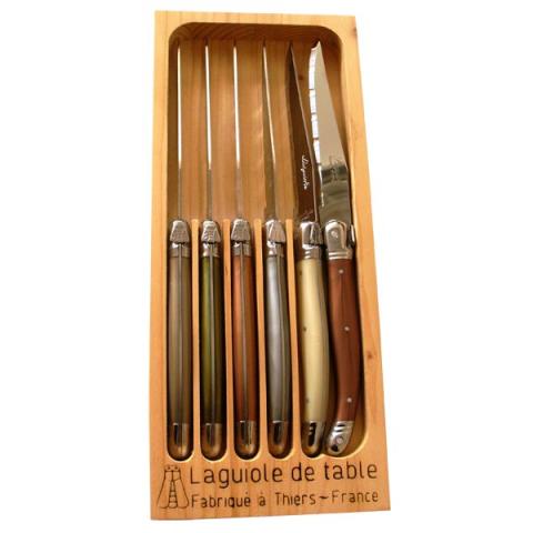 6 couteaux Mineral Mix et coffret bois Laguiole Jean Dubost 6 couteaux Mineral Mix et coffret bois Laguiole Jean Dubost