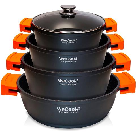 Batterie de Cuisine à Induction 8 Pièces en Aluminium Anti-adhésif sans PFOA  Noir Wecook WCOK-CHEF4B Wecook!