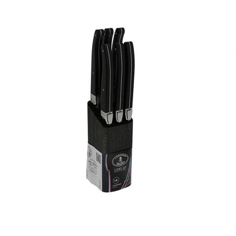 Bloc en bois avec 6 couteaux à steak noir Laguiole Jean Dubost Bloc en bois avec 6 couteaux à steak noir Laguiole Jean Dubost