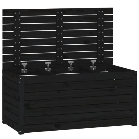 Boîte coffre de jardin 101 x 50,5 x 46,5 cm bois massif de pin noir 02_0012994