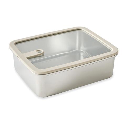 Boîte de conservation rectangulaire en inox avec couvercle en verre 2400 ml compatible micro-ondes Mathon