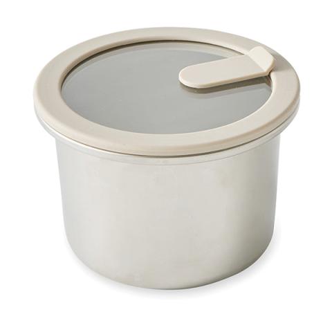 Boîte de conservation ronde en inox avec couvercle en verre 900 ml compatible micro-ondes Mathon
