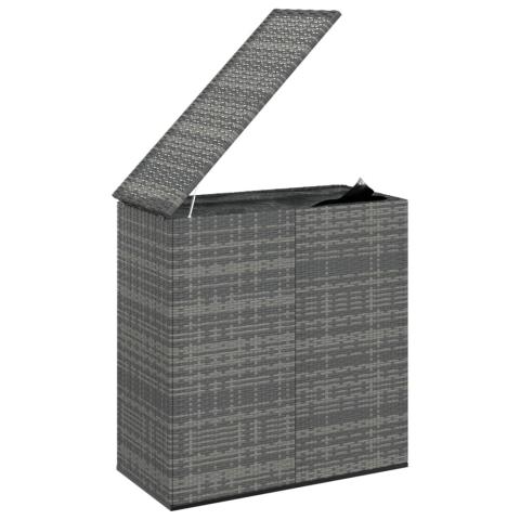 Boîte à coussins coffre de rangement de jardin résine tressée 100 x 49 x 103,5 cm gris 02_0013155