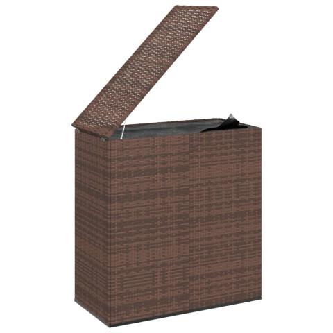 Boîte à coussins coffre de rangement de jardin résine tressée 100 x 49 x 103,5cm marron 02_0013157