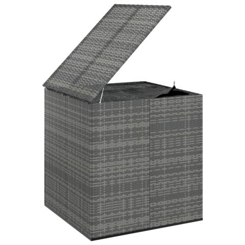Boîte à coussins coffre de rangement de jardin résine tressée 100 x 97,5 x 104 cm gris 02_0013158