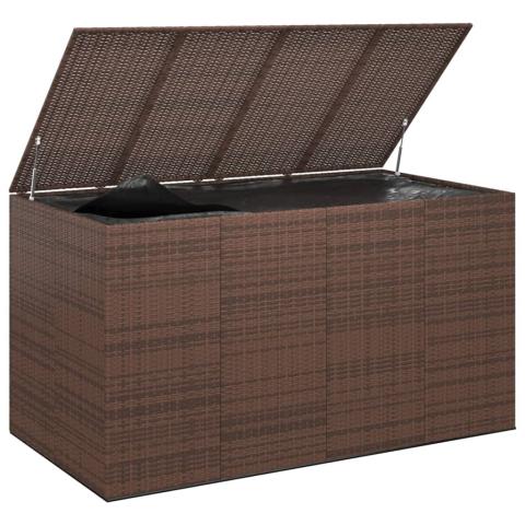 Boîte à coussins de jardin résine tressée 194 x 100 x 103 cm marron 02_0013165
