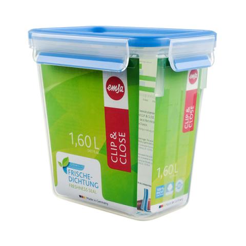 Boîte haute rectangle Clip & Close bleu 1,6 L Emsa