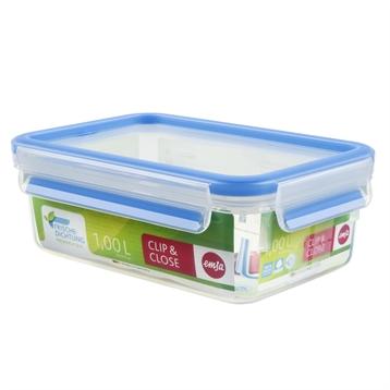 Boîte rectangle Clip & Close bleu 1 L Emsa
