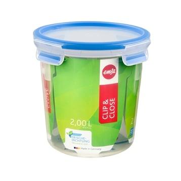 Boîte ronde Clip & Close bleu 2 L Emsa