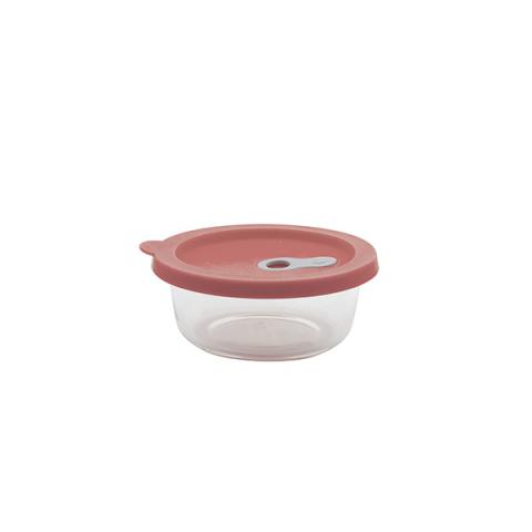 Boite ronde en verre avec couvercle en silicone rose 360 ml Point Virgule
