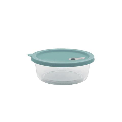 Boite ronde en verre avec couvercle en silicone vert 620 ml Point Virgule