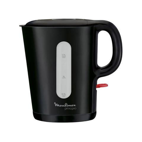 Bouilloire électrique sans fil, 1,7 l, 2400 w, 2 niveaux d'eau visibles, Filtre anticalcaire Principio, Noir BY105810 - Moulinex