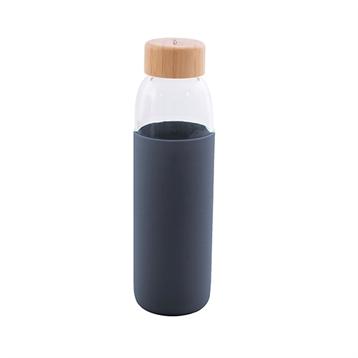 Bouteille en verre avec manchon en silicone bleu foncé 580 ml Point Virgule