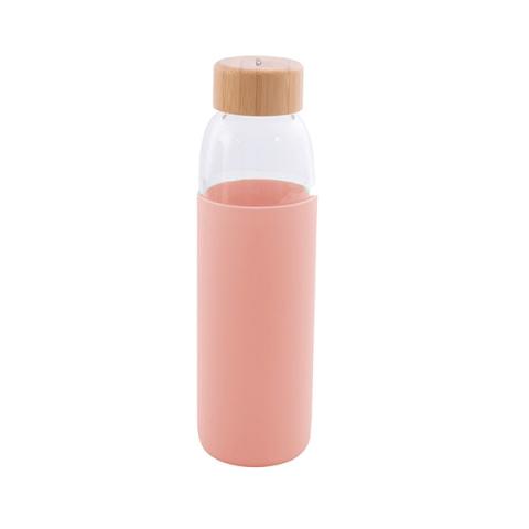 Bouteille en verre avec manchon en silicone rose 580 ml Point Virgule Bouteille en verre avec manchon en silicone rose 580 ml Point Virgule