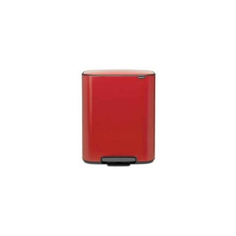 Brabantia - 211386 - Poubelle à pédale Bo, avec 1 seau intérieur, 60L - Rouge