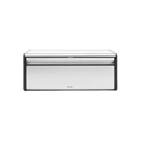 Brabantia - 299186 - Boîte à pain avec couvercle à charnière, gris mat (acier mat résistant aux empreintes digitales), 46,5 x 25 x 18,7 cm.
